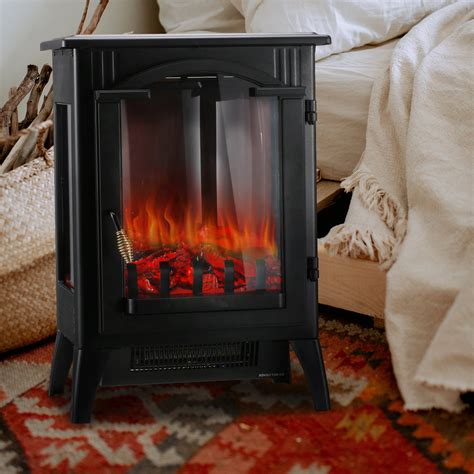 electric fireplace heater with realistic flames overheat protection