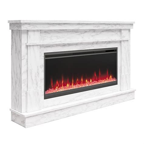 Electric Fireplace White Marble