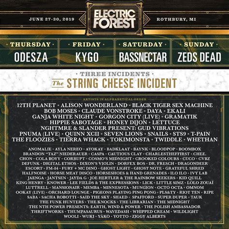 electric forest lineup 2019