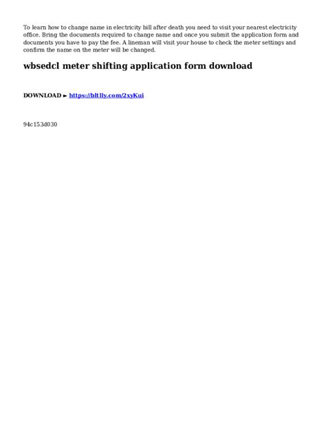 Electric Meter Shifting Application Wbsedcl