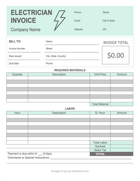 Electrical Invoice Templates
