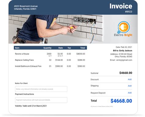 Free Electrician Invoice Template PDF WORD EXCEL