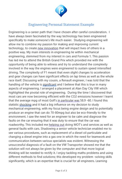 Electrical And Computer Engineering Personal Statement