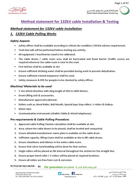 Electrical Cable Pulling Procedure Pdf