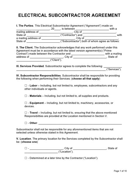 electrical contractor contracts