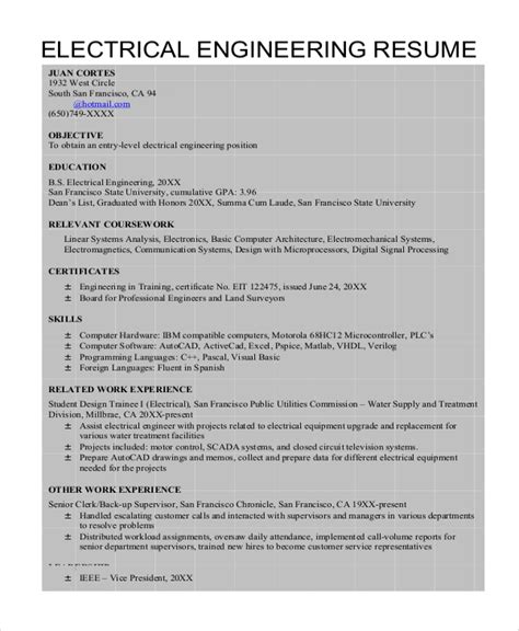 electrical engineer cv format in ms word