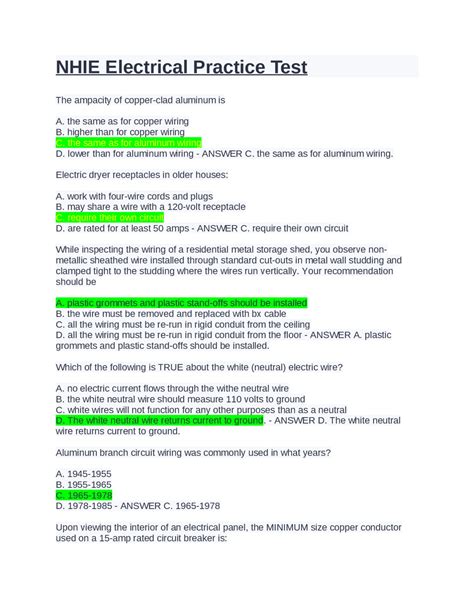 Electrical Helper Test Questions