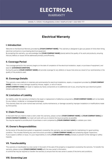 electrical items warranty
