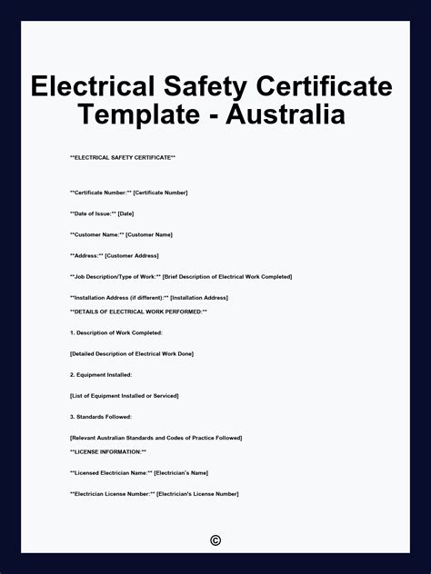 Electrical Safety Certificate Australia