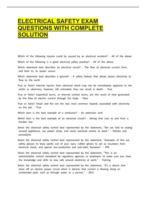 Electrical Safety Exam