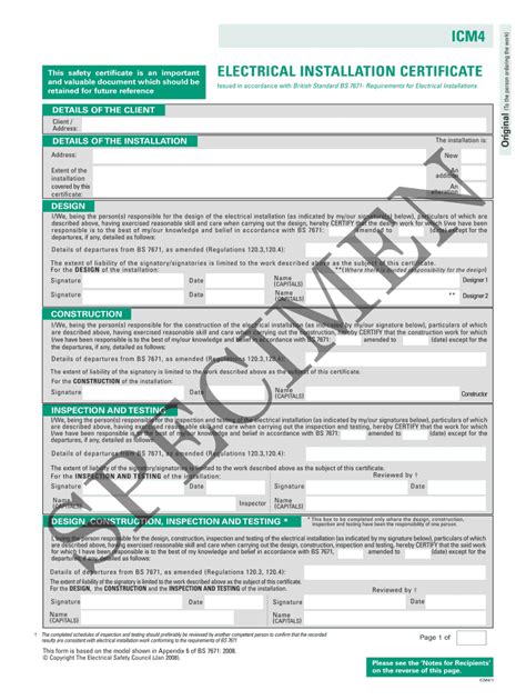 Electrical Test Certificate Download