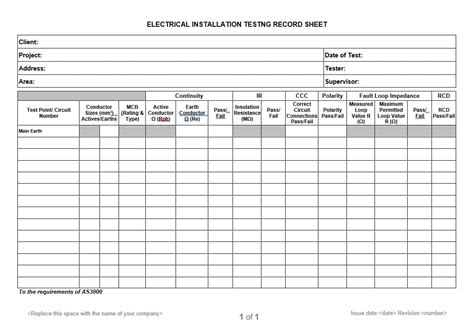 Electrical Testing Forms