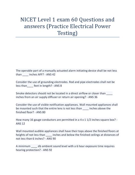 Electrical Testing Questions