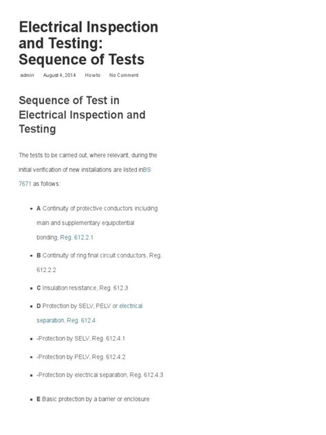 Electrical Testing Sequence