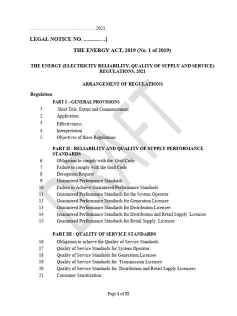 Electricity Quality Regulations