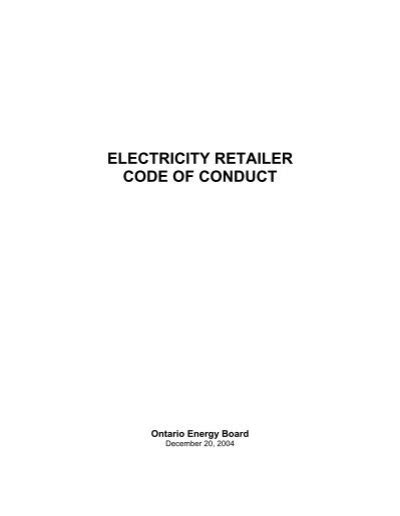 electricity retailer code of conduct