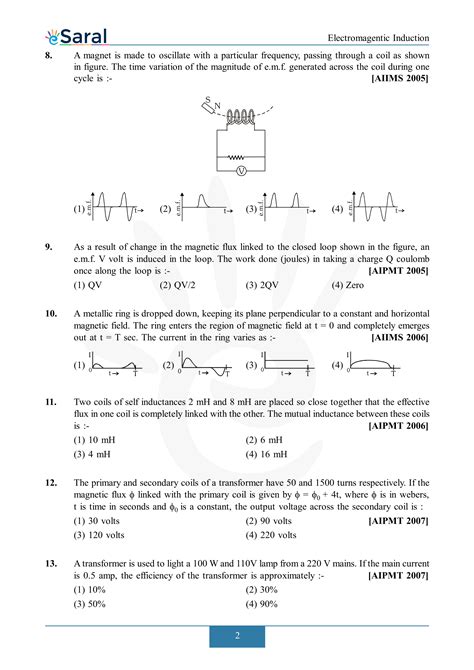 electromagnetic induction questions and answers pdf class 10