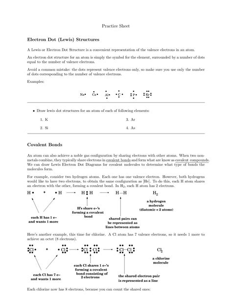 Worksheet Electron Dot Diagrams And Lewis Structures Answers —