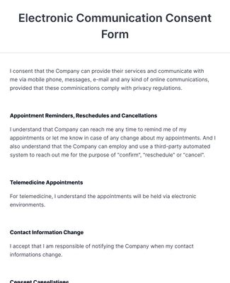 electronic communication consent form template