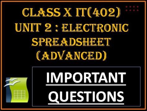 electronic spreadsheet class 10 questions and answers