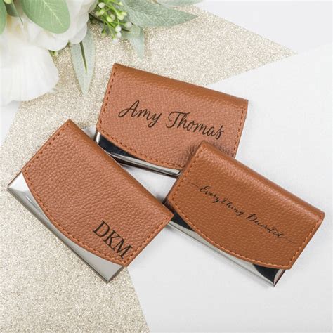 Women's Elegant metal business card holder decorated with