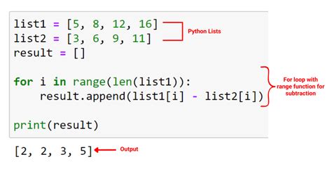 element wise difference of two lists python