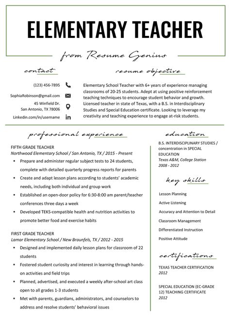 Teacher Resume & Writing Guide + 12 Samples PDF 2019