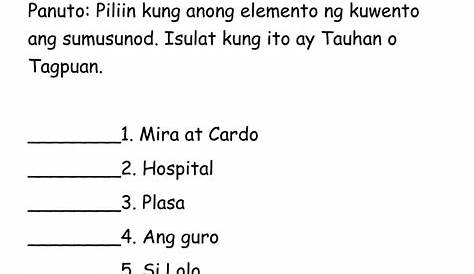 Elemento Ng Maikling Kwento Worksheet Hot Sex Picture | Hot Sex Picture