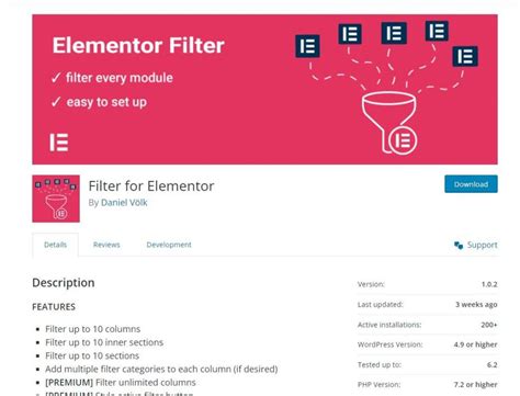 Elementor Filter Columns