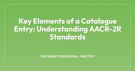 Elements Of Catalogue Entry