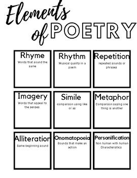 elements of poetry worksheet 4th grade