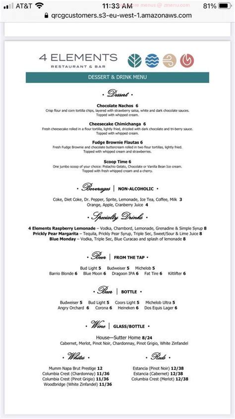 elements restaurant and bar menu
