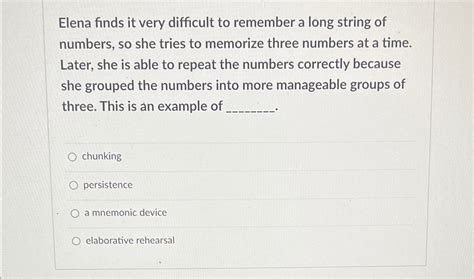 elena finds it very difficult to remember