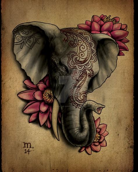 Expert Elephant Flower Tattoo Designs References
