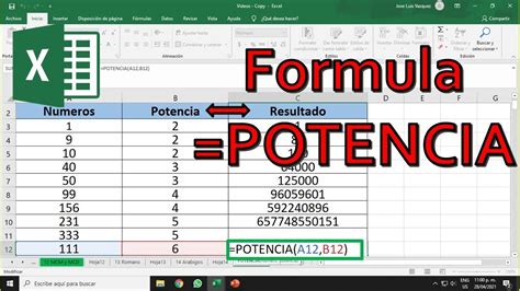 elevar a la potencia en excel