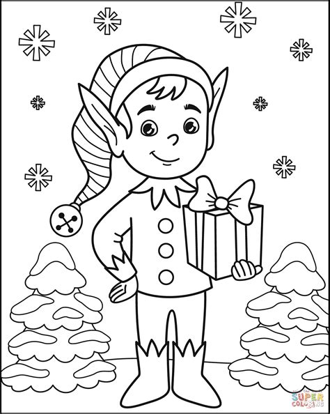 Elf And Santa Coloring Pages