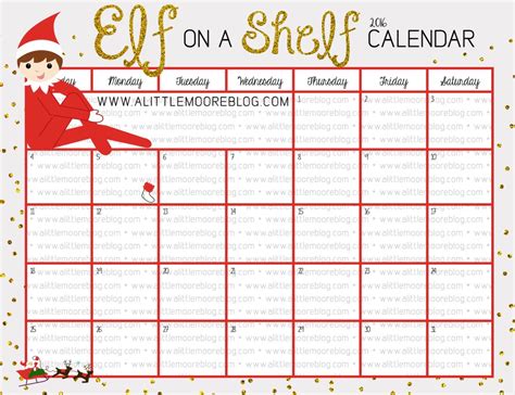 Elf On The Shelf Calendar