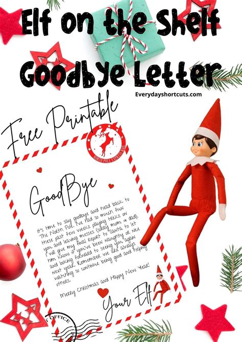 elf goodbye letter template free word