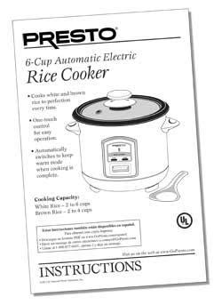 elite rice cooker instruction manual