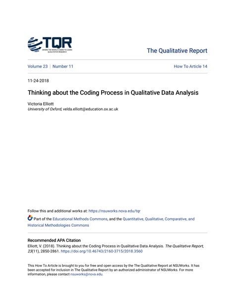 elliott v 2018 thinking about the coding process in qualitative data analysis