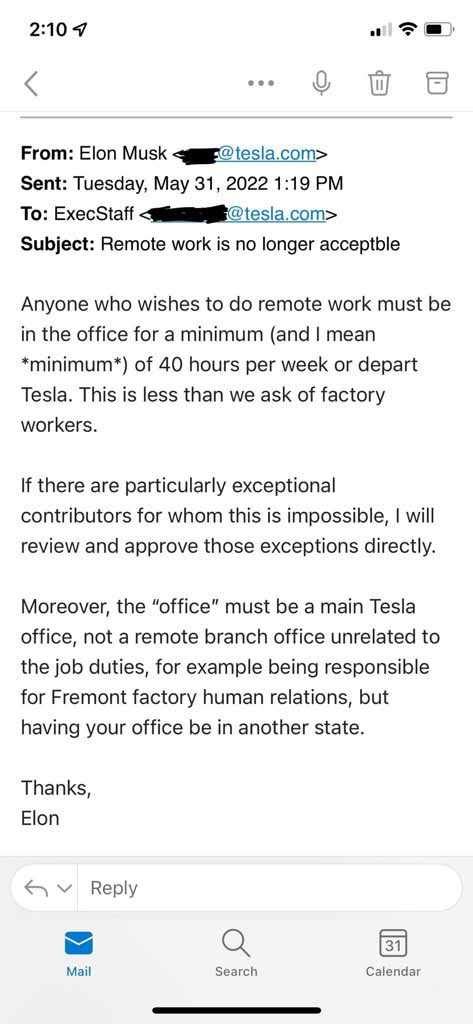 elon musk email to employees