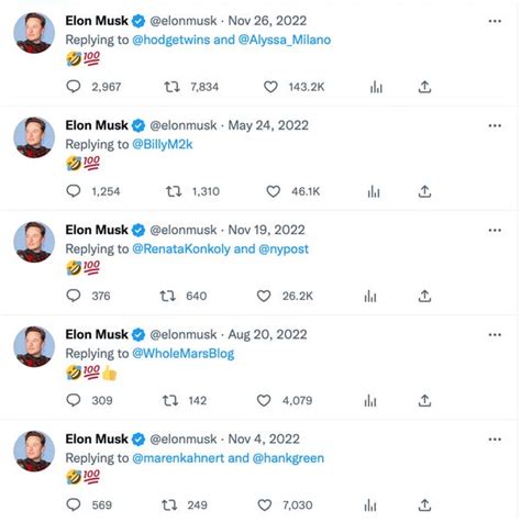 elon musk tweets and replies