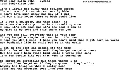 elton john song lyrics free