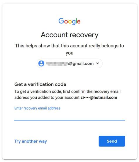 email account recovery security