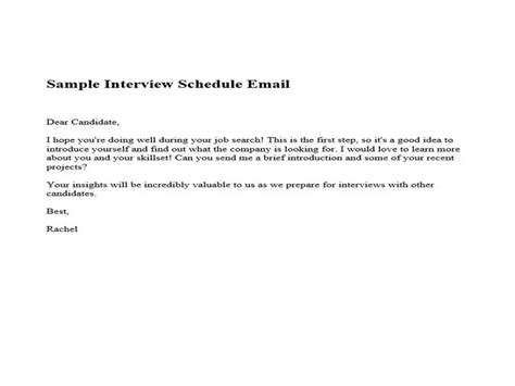 email asking for interview schedule sample