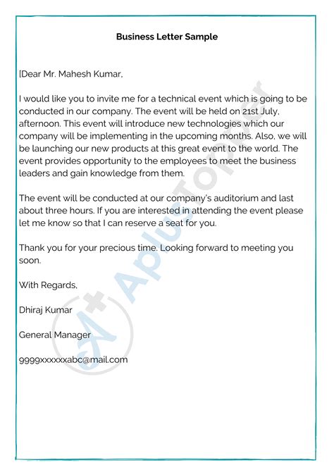 email letter template for business