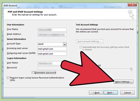 email outlook email settings