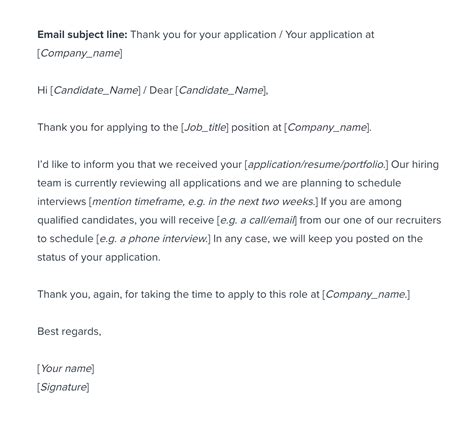 Email Template for Job Application