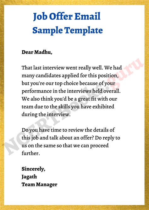Email Template for Job Offer