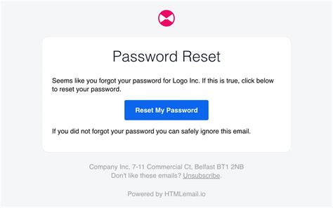 Email Template for Password Reset